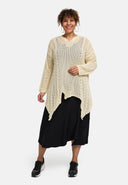 'Cotture' Knitted Shirt Long – A-Line in Airy Openwork Structure